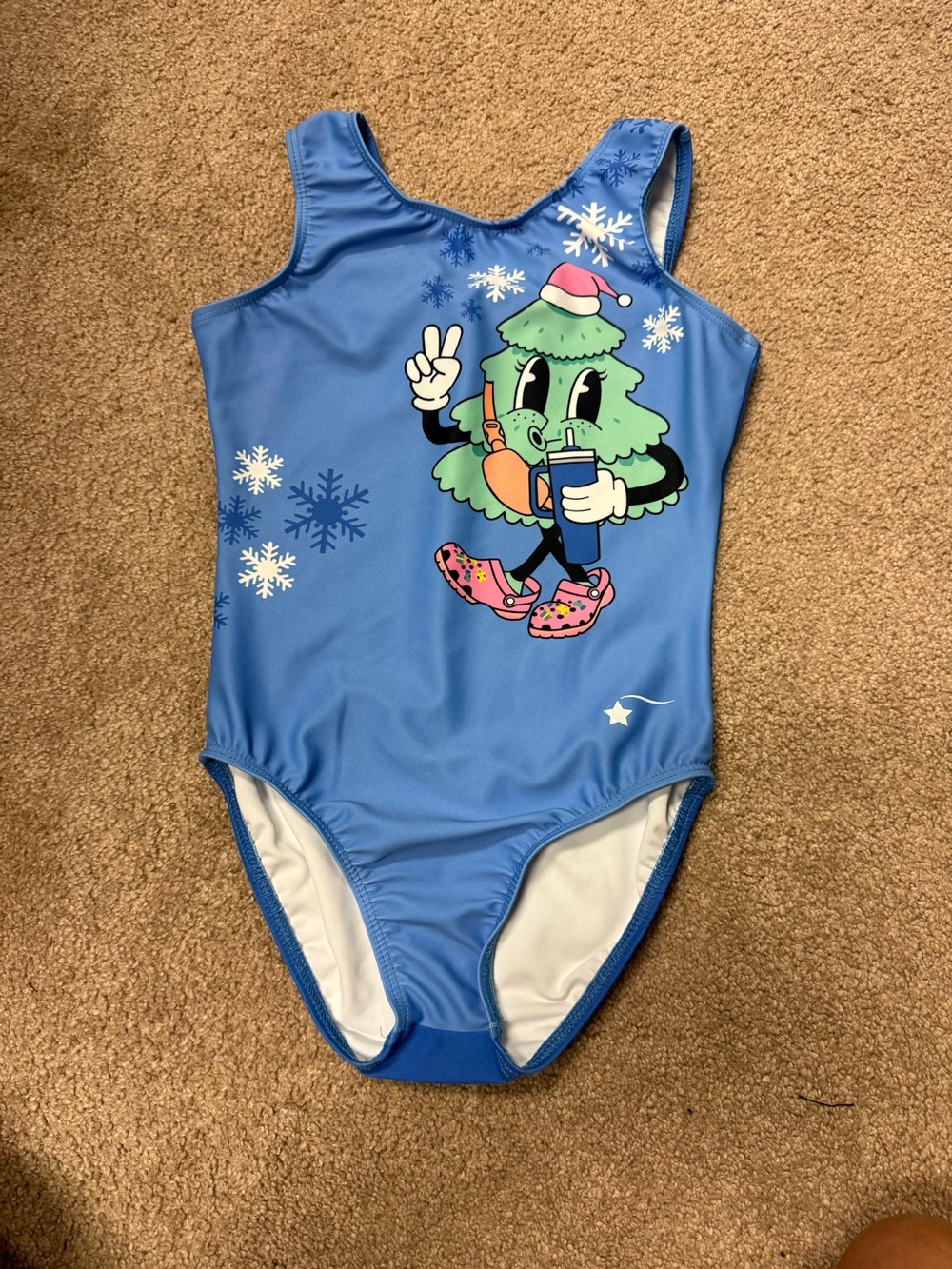 Like New Girls Destira Blue Holiday Tree Leotard